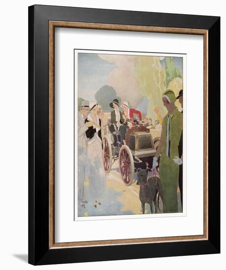 Veteran Car is Admired by Passers-By in the Champs Elysees Paris-Ren? Vincent-Framed Art Print