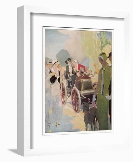 Veteran Car is Admired by Passers-By in the Champs Elysees Paris-Ren? Vincent-Framed Art Print