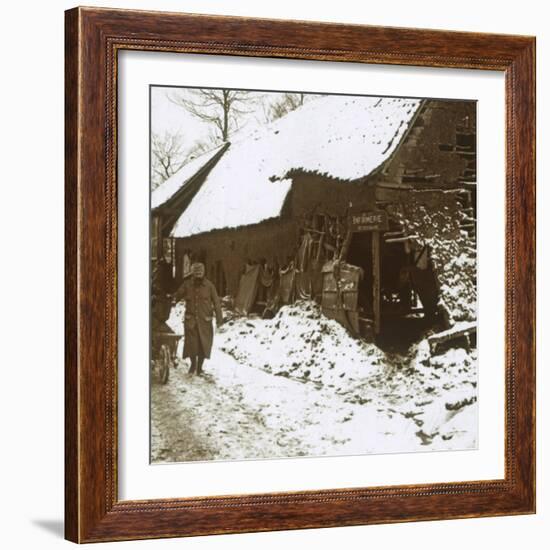 Veterinary station for horses, Calonne, northern France, c1914-c1918-Unknown-Framed Photographic Print