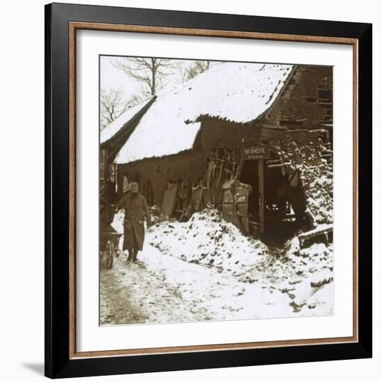 Veterinary station for horses, Calonne, northern France, c1914-c1918-Unknown-Framed Photographic Print