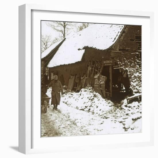 Veterinary station for horses, Calonne, northern France, c1914-c1918-Unknown-Framed Photographic Print