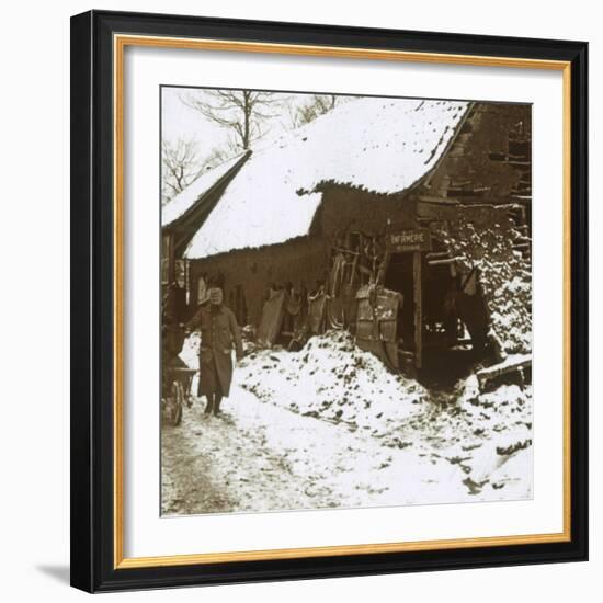 Veterinary station for horses, Calonne, northern France, c1914-c1918-Unknown-Framed Photographic Print