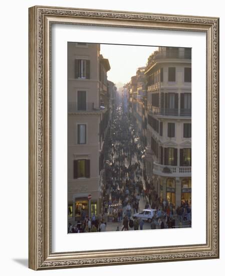 Via Condotti from the Spanish Steps, Rome, Lazio, Italy, Europe-Michael Newton-Framed Photographic Print