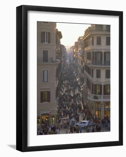 Via Condotti from the Spanish Steps, Rome, Lazio, Italy, Europe-Michael Newton-Framed Photographic Print