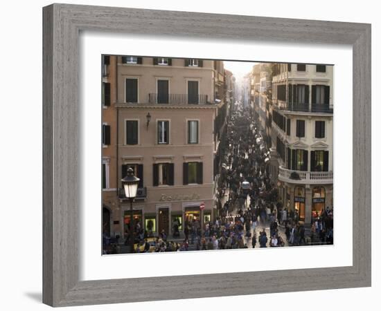 Via Condotti from the Spanish Steps, Rome, Lazio, Italy-Michael Newton-Framed Photographic Print