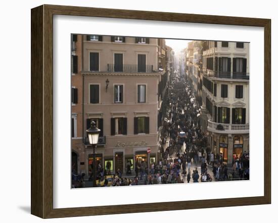 Via Condotti from the Spanish Steps, Rome, Lazio, Italy-Michael Newton-Framed Photographic Print