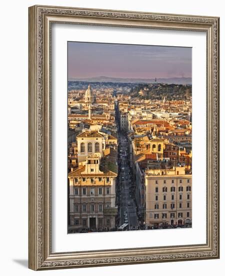 Via Del Corso Ta Sunset, Rome, Lazio, Italy, Europe-Francesco Iacobelli-Framed Photographic Print