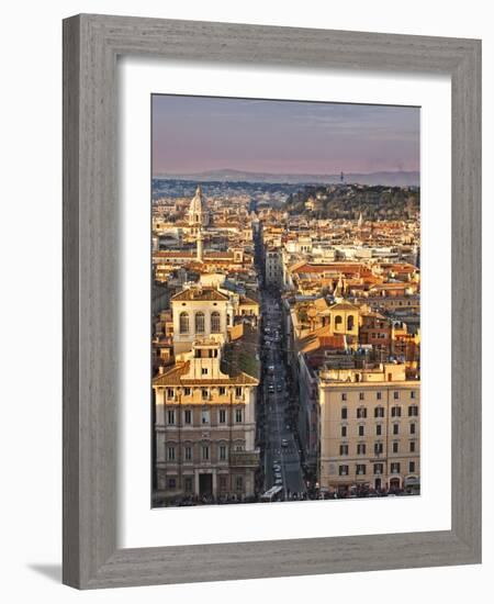 Via Del Corso Ta Sunset, Rome, Lazio, Italy, Europe-Francesco Iacobelli-Framed Photographic Print