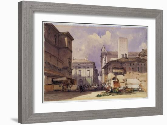 Via Dell'independenza with the Palazzo Comunale, Bologna, 1892 (W/C on Paper)-William Callow-Framed Giclee Print