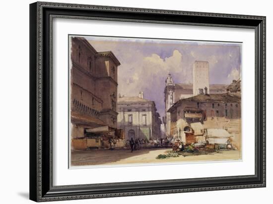 Via Dell'independenza with the Palazzo Comunale, Bologna, 1892 (W/C on Paper)-William Callow-Framed Giclee Print