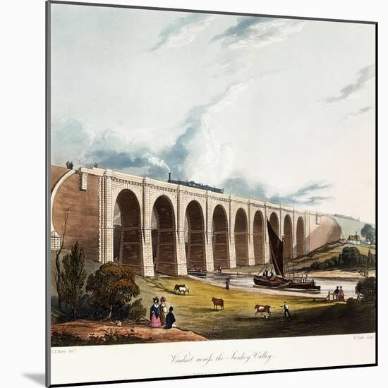 Viaduct across the Sankey Valley, 1831 (Colour Aquatints, Partly Hand-Coloured)-Thomas Talbot Bury-Mounted Giclee Print