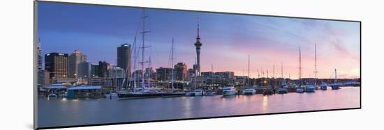 Viaduct Harbour and Sky Tower at Sunset, Auckland, North Island, New Zealand-Ian Trower-Mounted Photographic Print