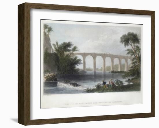 Viaduct on the Baltimore and Washington Railroad, C1838-Henry Adlard-Framed Giclee Print