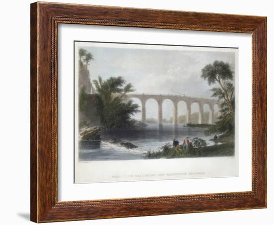 Viaduct on the Baltimore and Washington Railroad, C1838-Henry Adlard-Framed Giclee Print