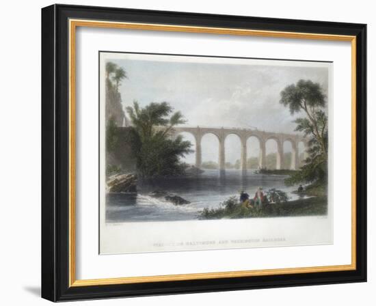 Viaduct on the Baltimore and Washington Railroad, C1838-Henry Adlard-Framed Giclee Print
