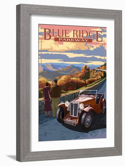 Viaduct Scene at Sunset - Blue Ridge Parkway-Lantern Press-Framed Art Print