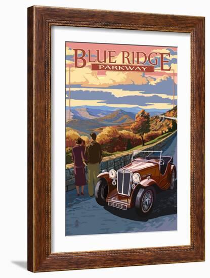 Viaduct Scene at Sunset - Blue Ridge Parkway-Lantern Press-Framed Art Print