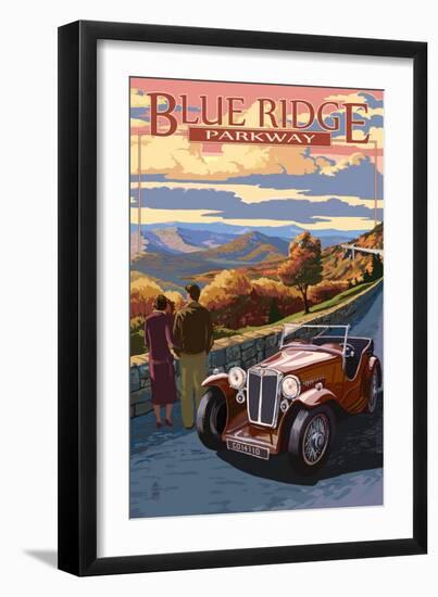 Viaduct Scene at Sunset - Blue Ridge Parkway-Lantern Press-Framed Art Print