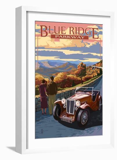 Viaduct Scene at Sunset - Blue Ridge Parkway-Lantern Press-Framed Art Print