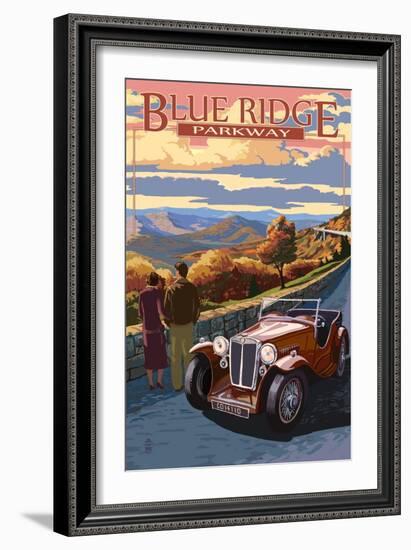 Viaduct Scene at Sunset - Blue Ridge Parkway-Lantern Press-Framed Art Print