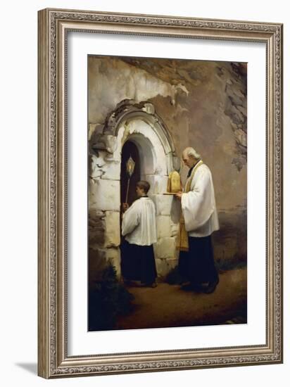 Viaticum, Painting by Alexis-Marie-Louis Douillard (1835-1905)-null-Framed Giclee Print