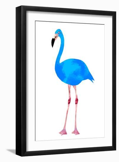 Vibrant Dark Blue Flamingo Bird Low Poly Triangle Vector Image-Samantha Jo Czerpak-Framed Art Print