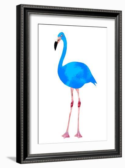 Vibrant Dark Blue Flamingo Bird Low Poly Triangle Vector Image-Samantha Jo Czerpak-Framed Art Print