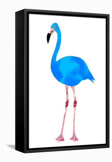 Vibrant Dark Blue Flamingo Bird Low Poly Triangle Vector Image-Samantha Jo Czerpak-Framed Stretched Canvas