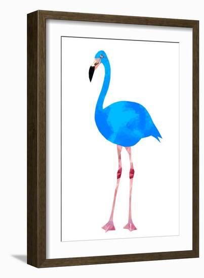 Vibrant Dark Blue Flamingo Bird Low Poly Triangle Vector Image-Samantha Jo Czerpak-Framed Premium Giclee Print