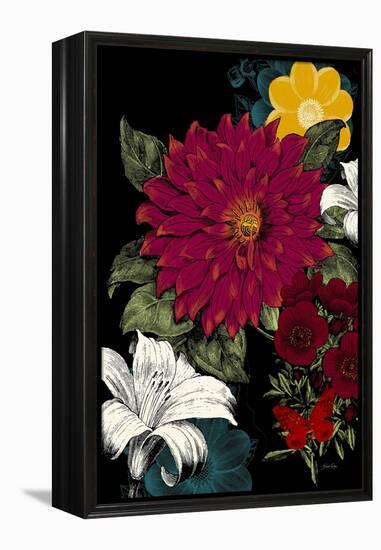 Vibrant Florals Black 1-Devon Ross-Framed Stretched Canvas