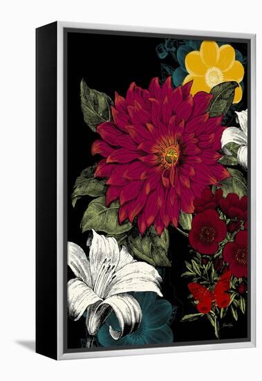 Vibrant Florals Black 1-Devon Ross-Framed Stretched Canvas