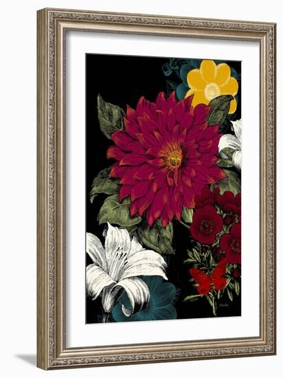 Vibrant Florals Black 1-Devon Ross-Framed Art Print