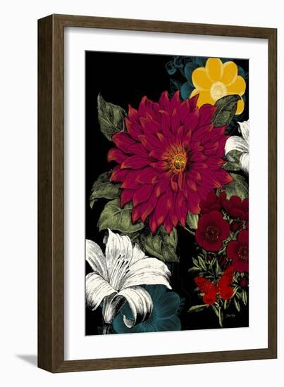 Vibrant Florals Black 1-Devon Ross-Framed Art Print