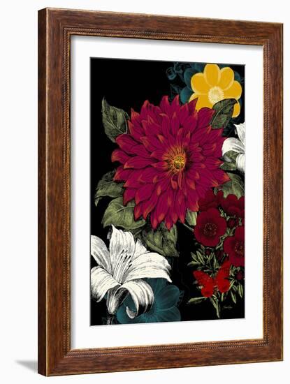 Vibrant Florals Black 1-Devon Ross-Framed Art Print