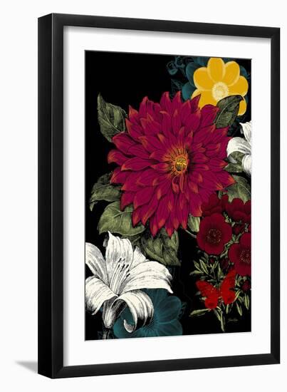 Vibrant Florals Black 1-Devon Ross-Framed Art Print