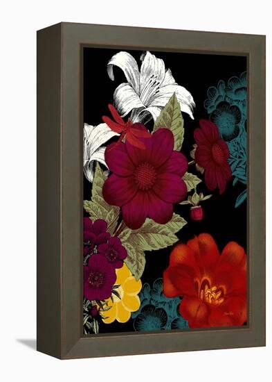 Vibrant Florals Black 2-Devon Ross-Framed Stretched Canvas