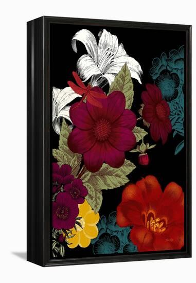 Vibrant Florals Black 2-Devon Ross-Framed Stretched Canvas