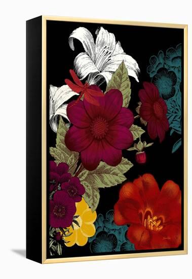 Vibrant Florals Black 2-Devon Ross-Framed Stretched Canvas