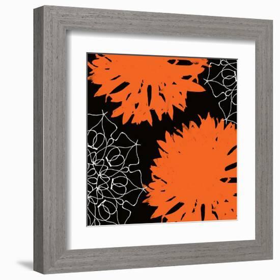 Vibrant orange floral-Yashna-Framed Art Print