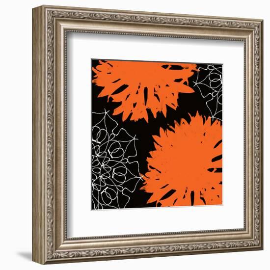 Vibrant orange floral-Yashna-Framed Art Print