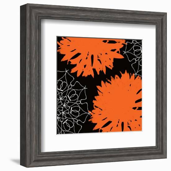 Vibrant orange floral-Yashna-Framed Art Print