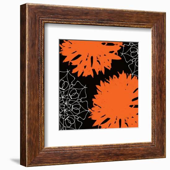 Vibrant orange floral-Yashna-Framed Art Print