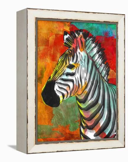 Vibrant Zebra-OnRei-Framed Stretched Canvas