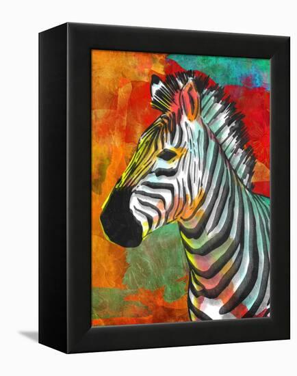 Vibrant Zebra-OnRei-Framed Stretched Canvas