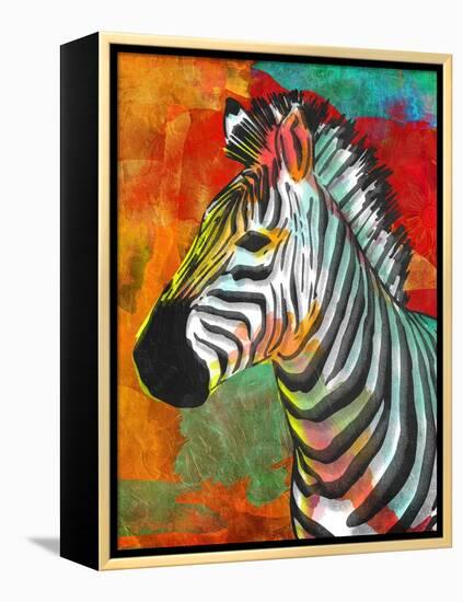 Vibrant Zebra-OnRei-Framed Stretched Canvas