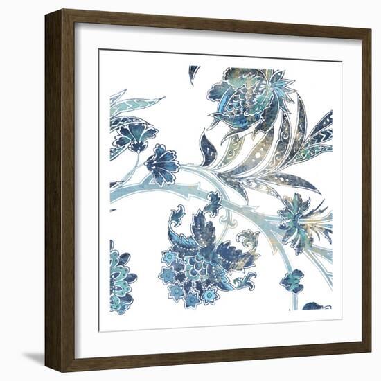 Vic Floral Indigo-Jace Grey-Framed Art Print