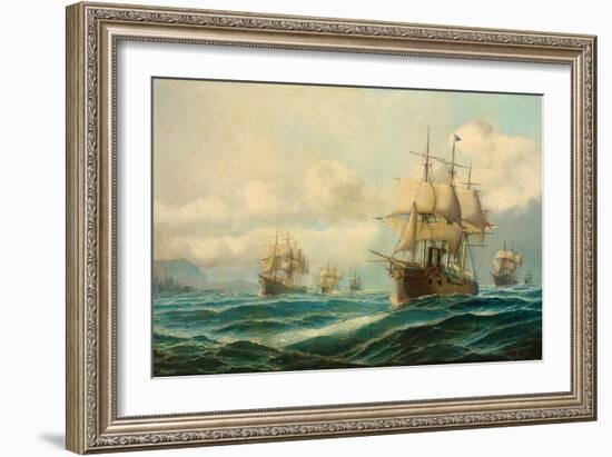 Vice-Admiral Phipps Hornby's Squadron Steaming Through the Dardanelles on Passage to…-David James-Framed Giclee Print