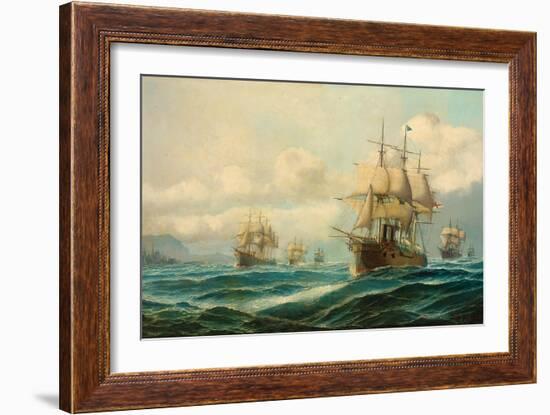 Vice-Admiral Phipps Hornby's Squadron Steaming Through the Dardanelles on Passage to…-David James-Framed Giclee Print