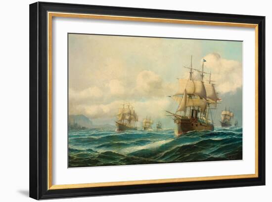 Vice-Admiral Phipps Hornby's Squadron Steaming Through the Dardanelles on Passage to…-David James-Framed Giclee Print