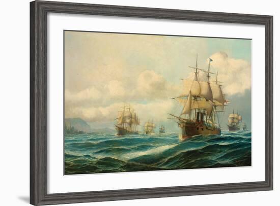 Vice-Admiral Phipps Hornby's Squadron Steaming Through the Dardanelles on Passage to…-David James-Framed Giclee Print